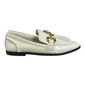 Jeffrey Campbell Ivory Patent Leather Horsebit Loafers